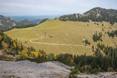 The return from Wendelstein to Brannenburg Stock Photos