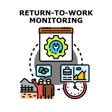 Return to work monitoring process flat illustration イラスト素材