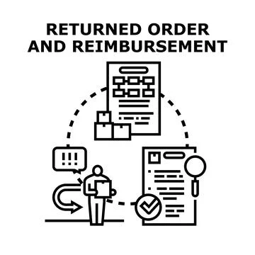 Returned order and reimbursement process managing delivery Stock Illustration