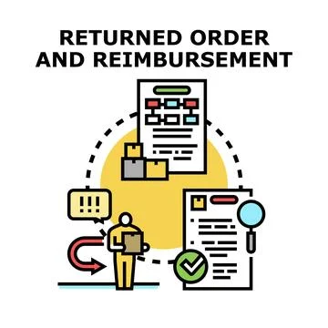Returned order and reimbursement process managing delivery Stock Illustration