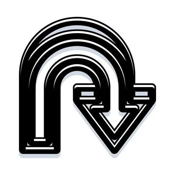 Returning arrow pointing down concept Ilustração Stock