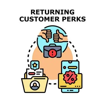 Returning customer perks program receiving excellent service 库存插图