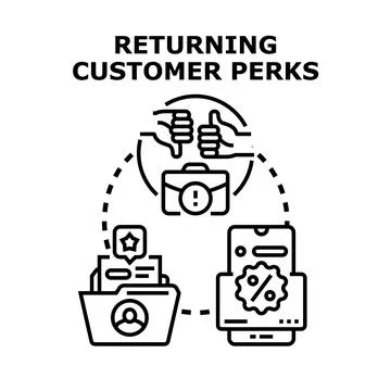 Returning customer perks program receiving excellent service Stock Illustration