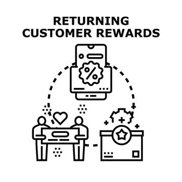 Returning customer rewards and loyalty program concept Stock Illustration