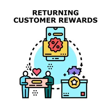 Returning customer rewards and loyalty program concept Stock Illustration