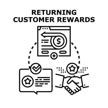 Returning customer rewards program for loyalty and business retention Illustration