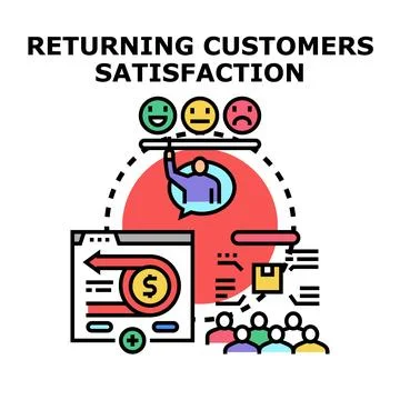 Returning customers gaining satisfaction loyalty program concept Stock Illustration