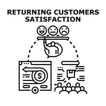 Returning customers gaining satisfaction loyalty program concept Stock Illustration
