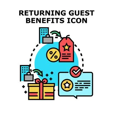 Returning guest benefits icon concept receiving loyalty rewards Illustrazione stock