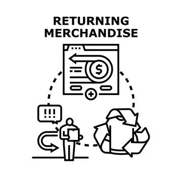 Returning merchandise process for product refund and reuse Stock Illustration