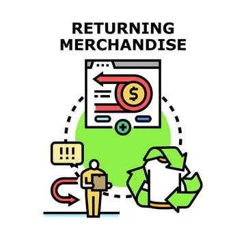 Returning merchandise process for product refund and reuse Stock Illustration