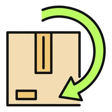 Returning package box with green arrow delivering refund イラスト素材