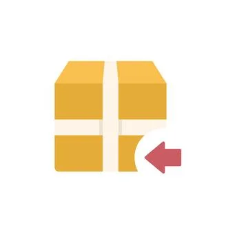 Returning a package with left arrow icon for return to sender Stock Illustration