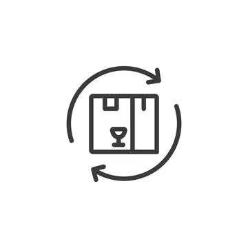 Returning the parcel, icon in line design. Return, parcel, refund, return-policy 스톡 일러스트