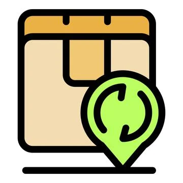 Returning parcel tracking location showing with return arrows on map pin icon Stock Illustration