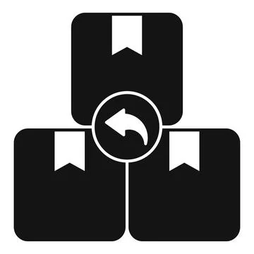 Returning three parcels icon showing reverse logistics Stock Illustration