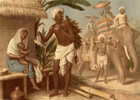 Returning from tiger hunting, typically romanticized and exoticized European Stock-Illustration