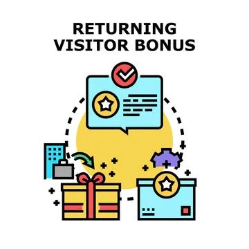 Returning visitor bonus program offering customer loyalty rewards Stock Illustration