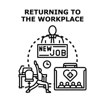 Returning to the workplace concept building new career path Stock Illustration