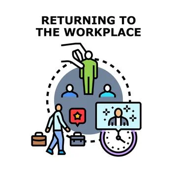 Returning to workplace concept, hybrid work strategy Stock Illustration