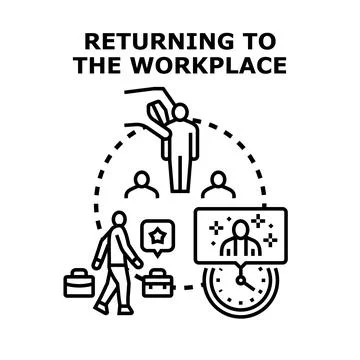 Returning to workplace concept, hybrid work strategy Stock Illustration