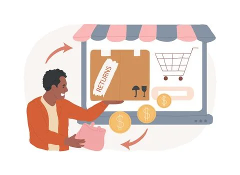 Returns and refunds isolated concept vector illustration. Stock Illustration