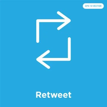 Retweet icon isolated on blue background Free Stock Illustration