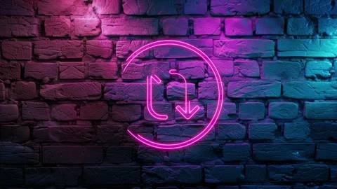 Retweet, Repost, Share Post Icon neon on brick wall background Stock Footage 276318964