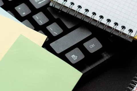 Retyping Old Notes, Playing Text Games, Testing Typing Speed, Typewriting ... 스톡 사진