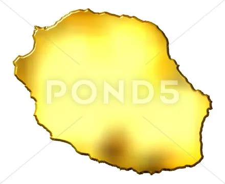 Reunion 3d Golden Map Stock Illustration