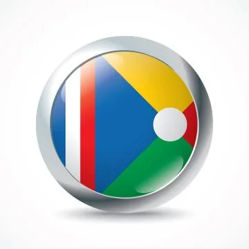 Reunion flag button Stock Illustration