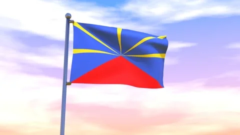 Reunion Flag waving in the high wind Stock Footage 154873606