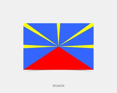 Reunion Rectangle flag icon with shadow. Illustrazione stock