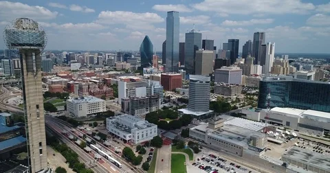 Reunion Tower and Hyatt Regency in downtown Dallas Stock Footage 79870186