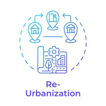 Reurbanization blue gradient concept icon Stock Illustration