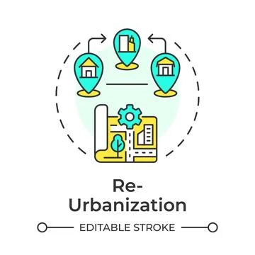 Reurbanization multi color concept icon Stock Illustration