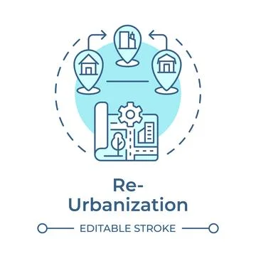 Reurbanization soft blue concept icon Stock Illustration