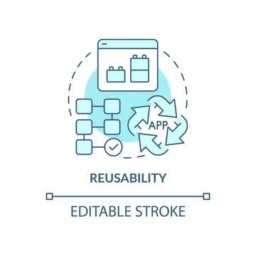 Reusability turquoise concept icon Stock Illustration