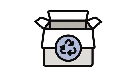 Reusable box cardboard packaging color icon animation Stock Footage 326117170