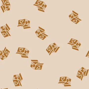 Reusable box cardboard packaging glyph vector seamless pattern Stock Illustration
