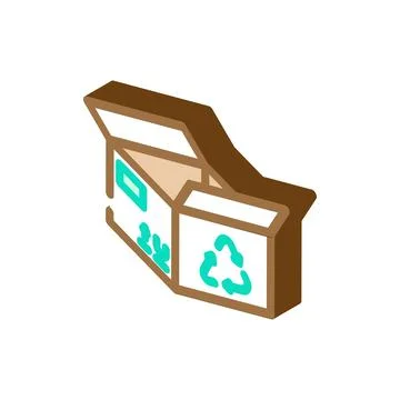 Reusable box cardboard packaging isometric icon vector illustration Stock Illustration