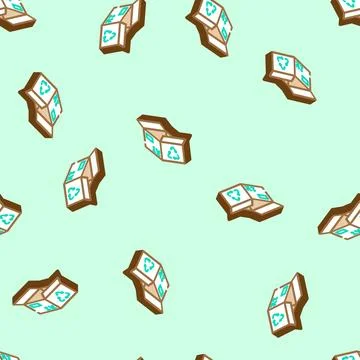 Reusable box cardboard packaging isometric icon seamless pattern Stock Illustration