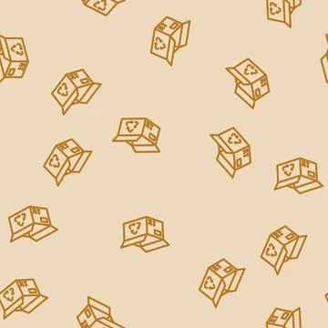 Reusable box cardboard packaging line vector seamless pattern Stock Illustration
