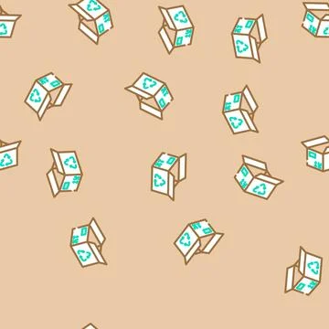 Reusable box cardboard packaging vector seamless pattern Stock Illustration