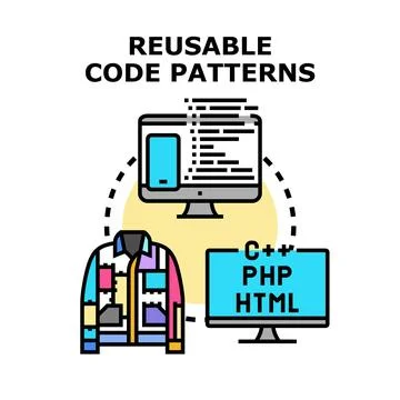 Reusable code patterns concept for software development 库存插图