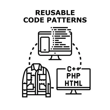 Reusable code patterns concept for software development Stockillustratie