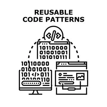 Reusable code patterns creating efficient software development イラスト素材