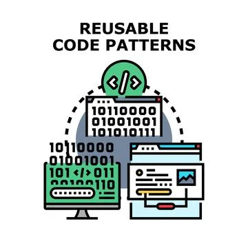 Reusable code patterns creating efficient software development Stockillustratie