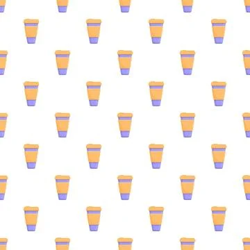 Reusable coffee cups seamless pattern on white background Stock Illustration