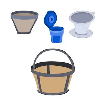 Reusable coffee filters and refillable pods concept Stock Illustration